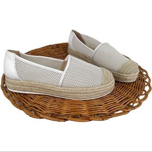 Karl Lagerfeld Adila Platform Espadrilles Sz 8 White Mesh Slip On